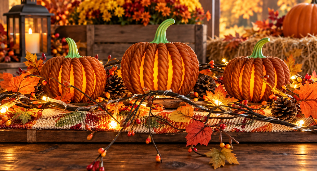 3 Piece  Pumpkin Shelf Sitters